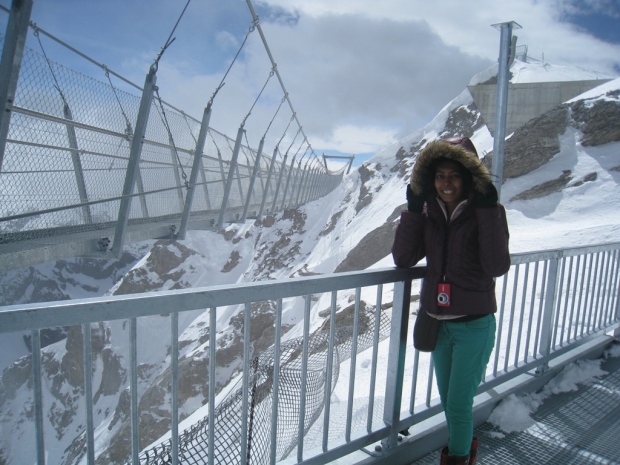 That's Europe's highest suspension bridge, built over the glacier. It opened to public in Dec 2012.